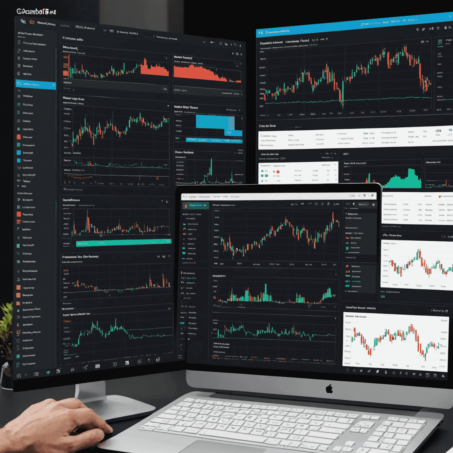 Screenshot of a customized TradingView workspace with multiple charts, indicators, and personalized layout