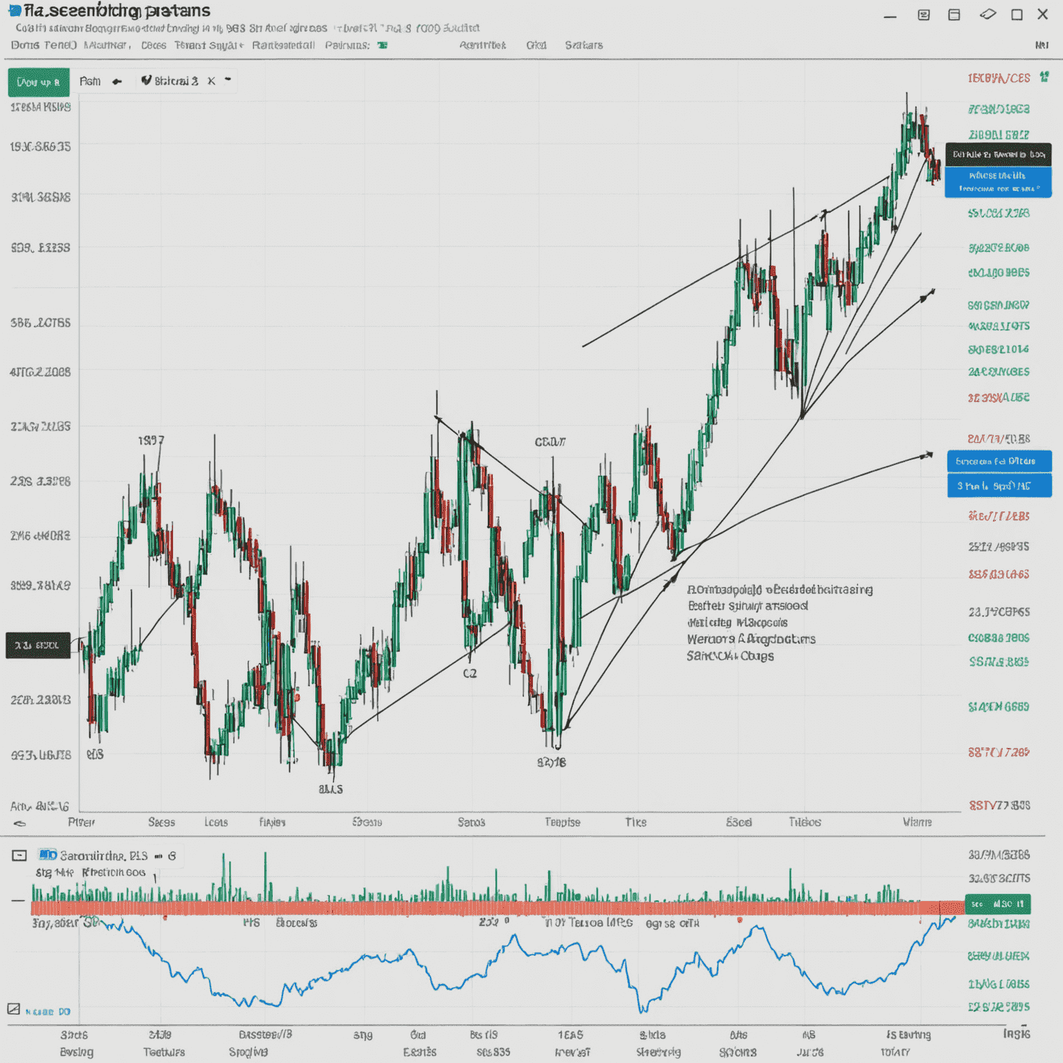 TradingView chart showing Ascending, Descending, and Symmetrical Triangle patterns