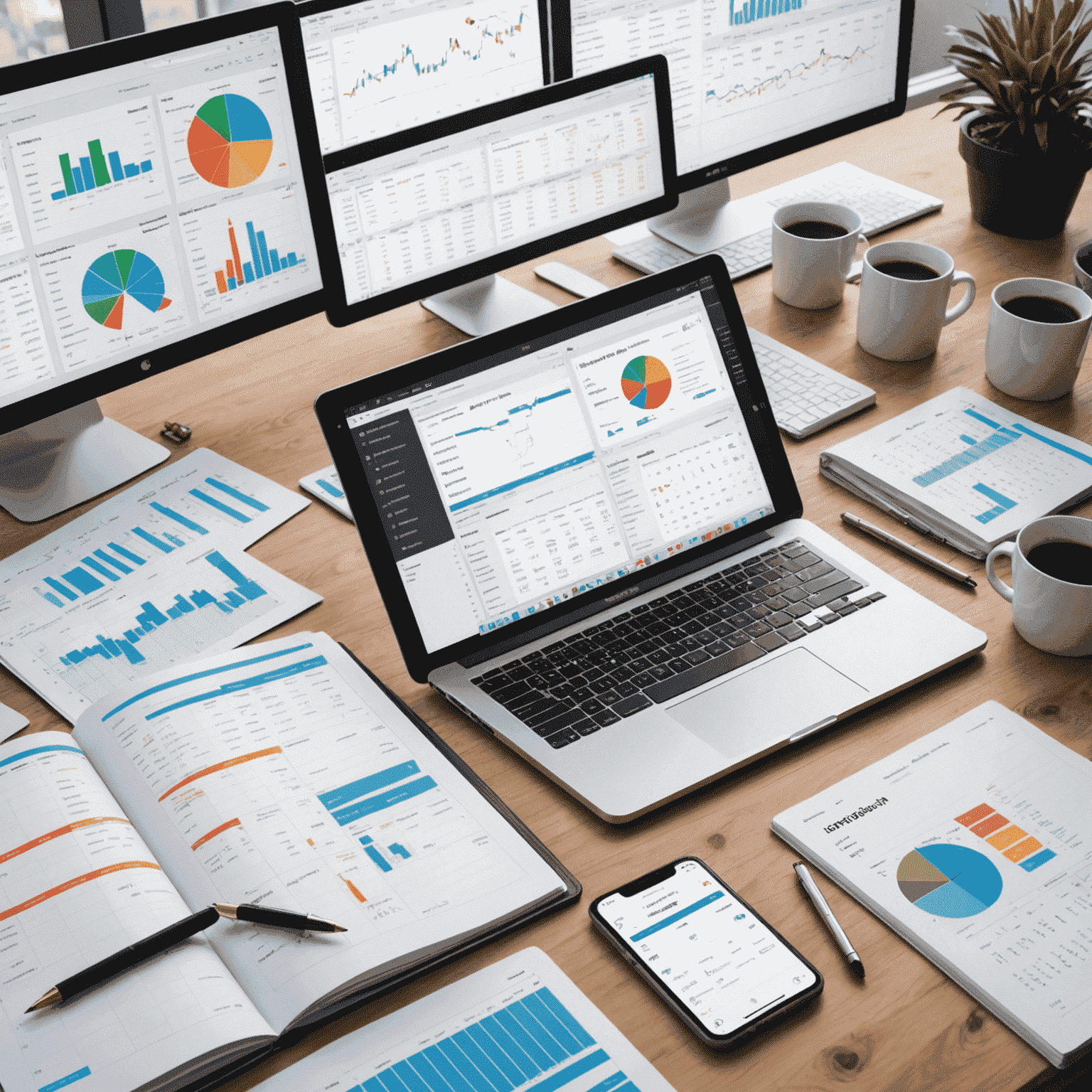 Collage of fundamental analysis tools in TradingView, including financial statements, economic calendars, and company profiles