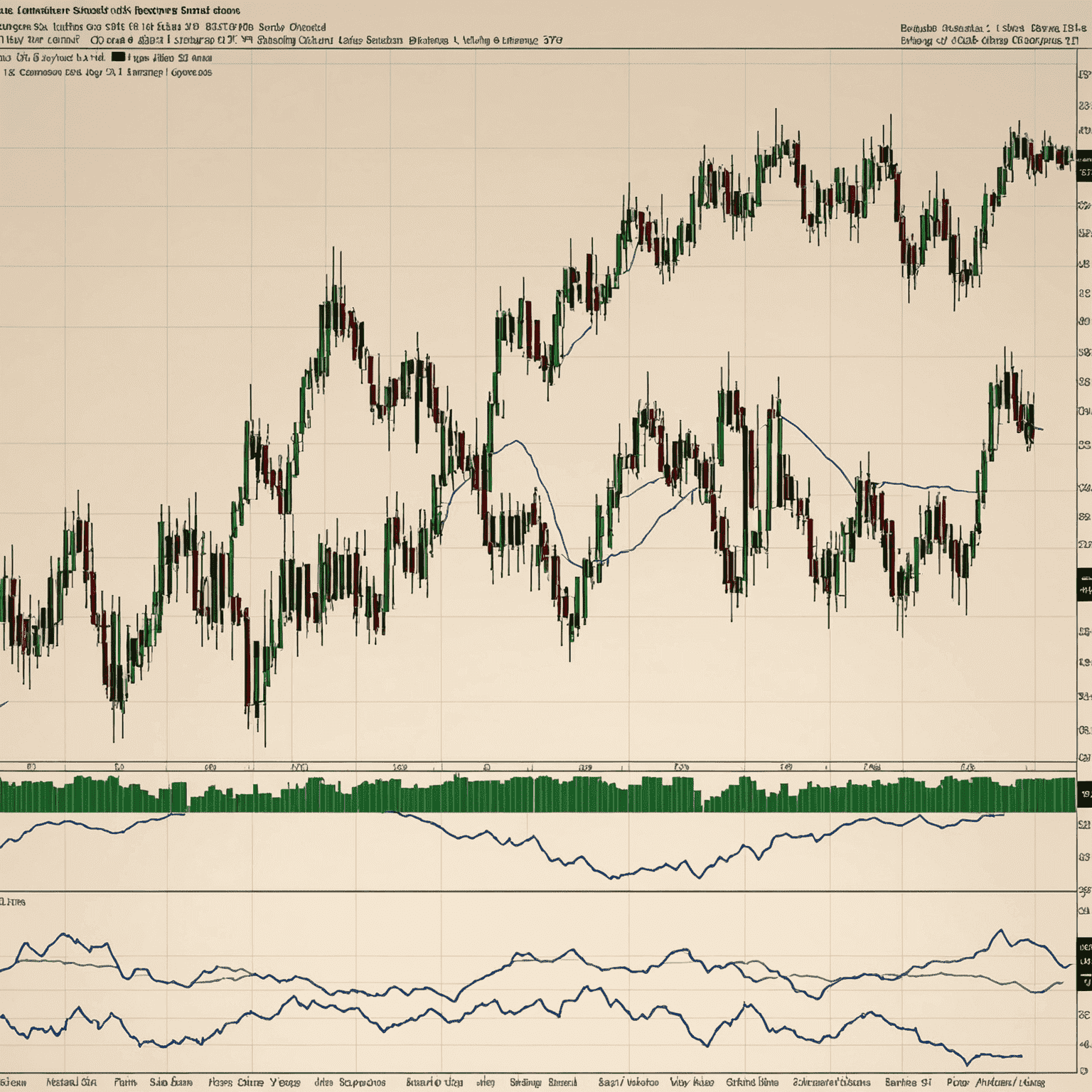 Stock chart with Bollinger Bands showing upper, lower, and middle bands