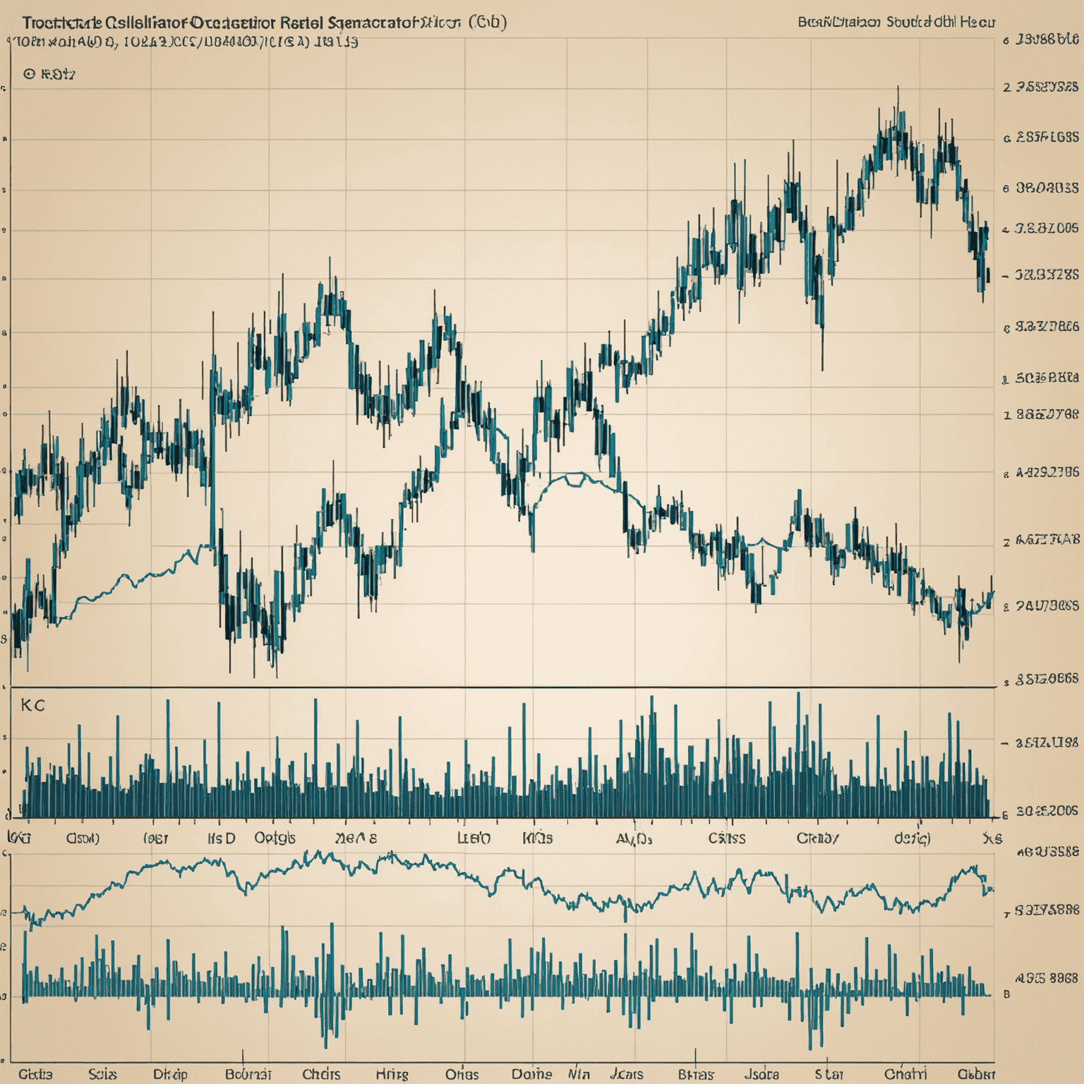 Stochastic Oscillator chart below a stock price chart, showing %K and %D lines